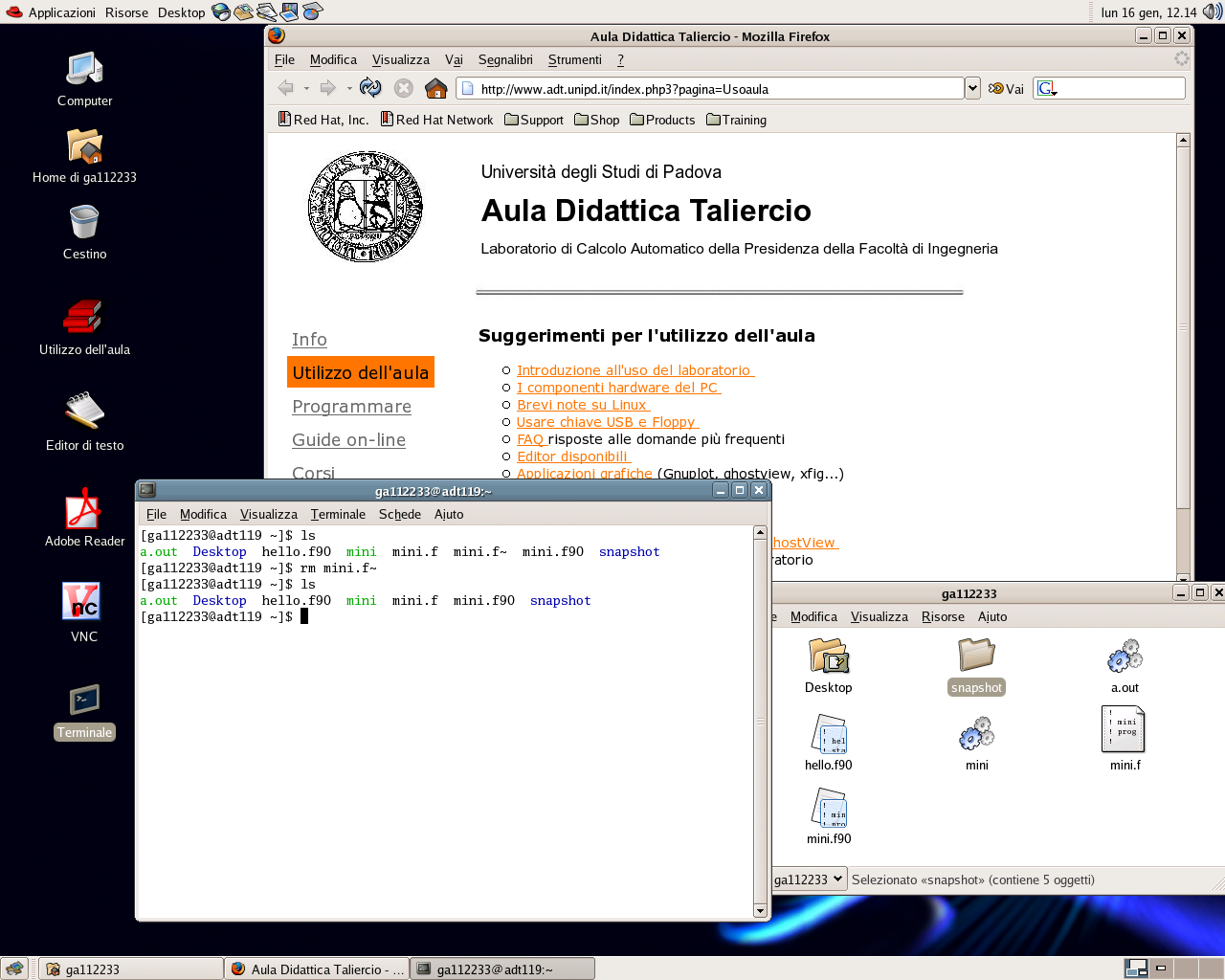 Alcune applicazioni sul desktop di GNOME